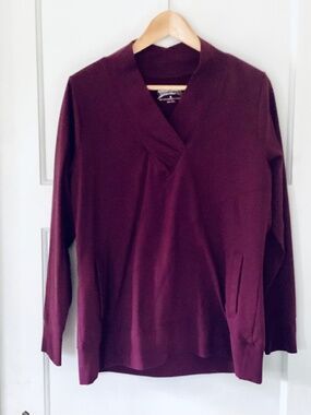 Nomadic Traders Women’s M Shawl Collar Asymmetrical Top Purple Long Sleeve Peru